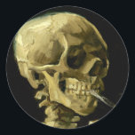 Van Gogh Smoking Skeleton Classic Round Sticker<br><div class="desc">Stickers featuring Vincent van Gogh’s oil painting Skull of a Skeleton with Burning Cigarette (1885-86). A great gift for fans of Post-Impressionism and Dutch art!</div>