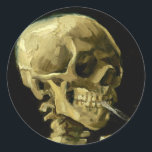Van Gogh Smoking Skeleton Classic Round Sticker<br><div class="desc">Stickers featuring Vincent van Gogh’s oil painting Skull of a Skeleton with Burning Cigarette (1885-86). A great gift for fans of Post-Impressionism and Dutch art!</div>