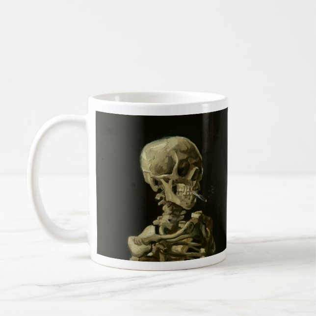 Van Gogh Smoking Skeleton Coffee Mug (Left)