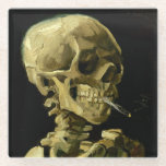 Van Gogh Smoking Skeleton Glass Coaster<br><div class="desc">Glass Coaster featuring Vincent van Gogh’s oil painting Skull of a Skeleton with Burning Cigarette (1885-86). A great gift for fans of Post-Impressionism and Dutch art!</div>