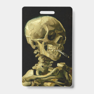 Van Gogh Smoking Skeleton ID Badge
