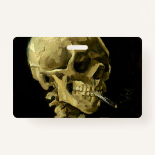 Van Gogh Smoking Skeleton ID Badge
