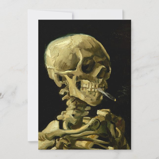 Van Gogh Smoking Skeleton Invitation (Front)