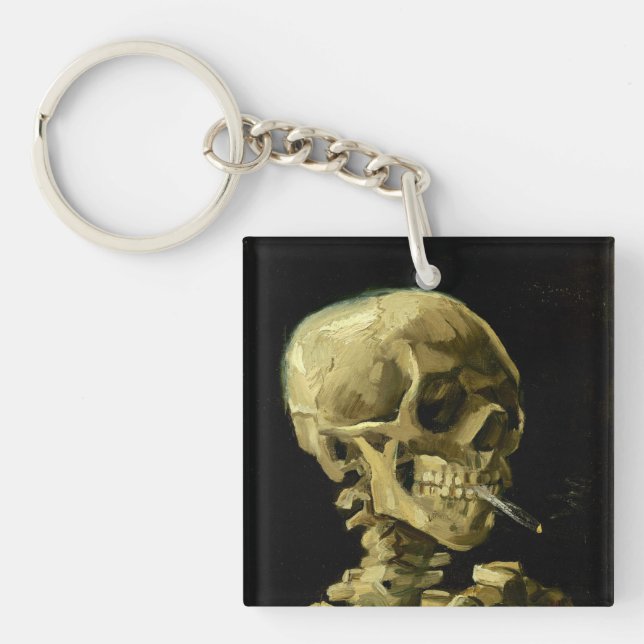 Van Gogh Smoking Skeleton Key Ring (Front)
