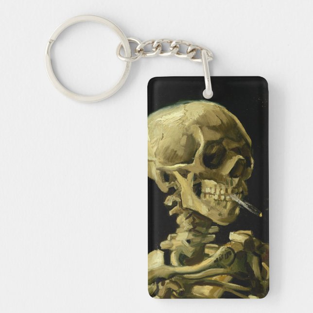 Van Gogh Smoking Skeleton Key Ring (Front)