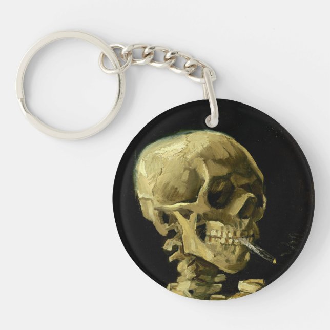 Van Gogh Smoking Skeleton Key Ring (Front)