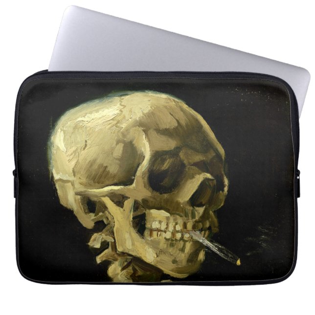 Van Gogh Smoking Skeleton Laptop Sleeve (Front)