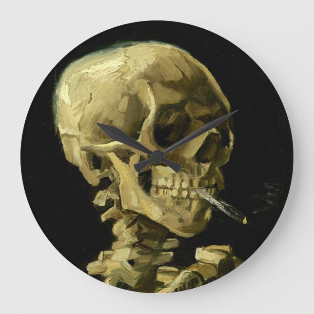 Van Gogh Smoking Skeleton Large Clock (Front)