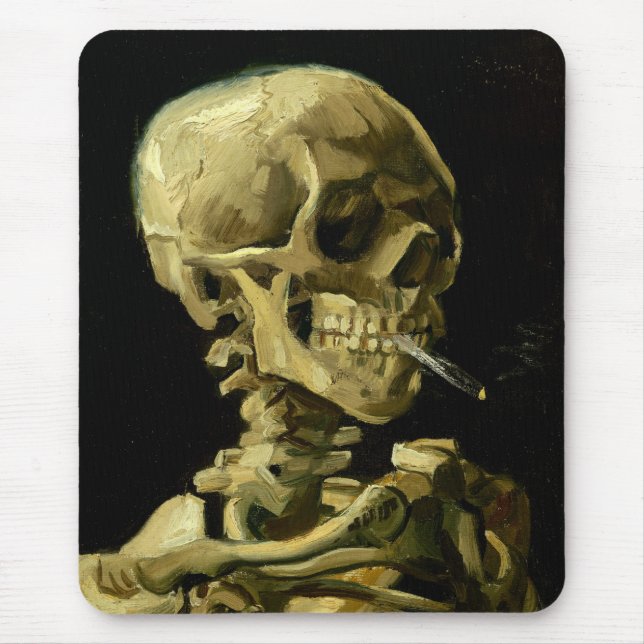 Van Gogh Smoking Skeleton Mouse Mat (Front)