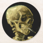 Van Gogh Smoking Skeleton Round Paper Coaster<br><div class="desc">Paper Coasters featuring Vincent van Gogh’s oil painting Skull of a Skeleton with Burning Cigarette (1885-86). A great gift for fans of Post-Impressionism and Dutch art!</div>