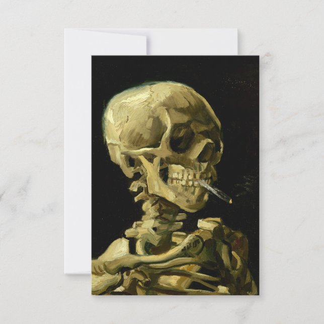Van Gogh Smoking Skeleton RSVP Card (Front)