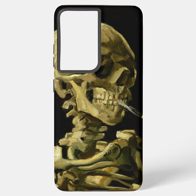 Van Gogh Smoking Skeleton Samsung Galaxy S21 Ultra Case (Back)