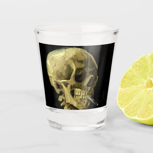 Van Gogh Smoking Skeleton Shot Glass (Front)