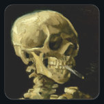 Van Gogh Smoking Skeleton Square Sticker<br><div class="desc">Stickers featuring Vincent van Gogh’s oil painting Skull of a Skeleton with Burning Cigarette (1885-86). A great gift for fans of Post-Impressionism and Dutch art!</div>