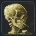 Van Gogh Smoking Skeleton Square Sticker<br><div class="desc">Stickers featuring Vincent van Gogh’s oil painting Skull of a Skeleton with Burning Cigarette (1885-86). A great gift for fans of Post-Impressionism and Dutch art!</div>