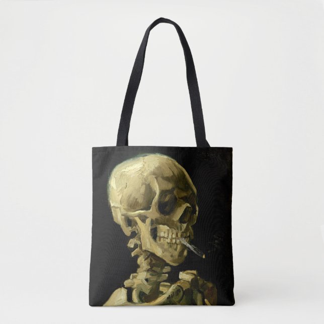 Van Gogh Smoking Skeleton Tote Bag (Front)
