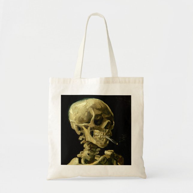 Van Gogh Smoking Skeleton Tote Bag (Front)
