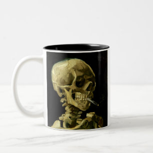 Van Gogh Smoking Skeleton Two-Tone Coffee Mug