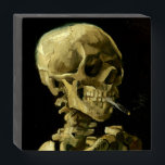 Van Gogh Smoking Skeleton Wooden Box Sign<br><div class="desc">Wooden Box Sign featuring Vincent van Gogh’s oil painting Skull of a Skeleton with Burning Cigarette (1885-86). A great gift for fans of Post-Impressionism and Dutch art!</div>