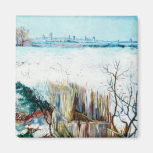 Van Gogh Snowy Landscape w Arles, Vintage Fine Art Magnet