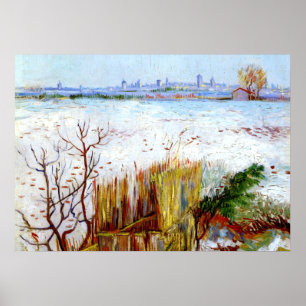 Van Gogh-Snowy Landscape with Arles in Background Poster
