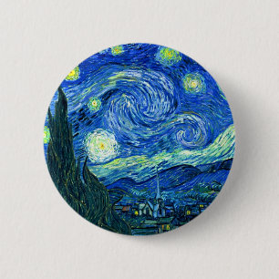 van gogh starry night 6 cm round badge