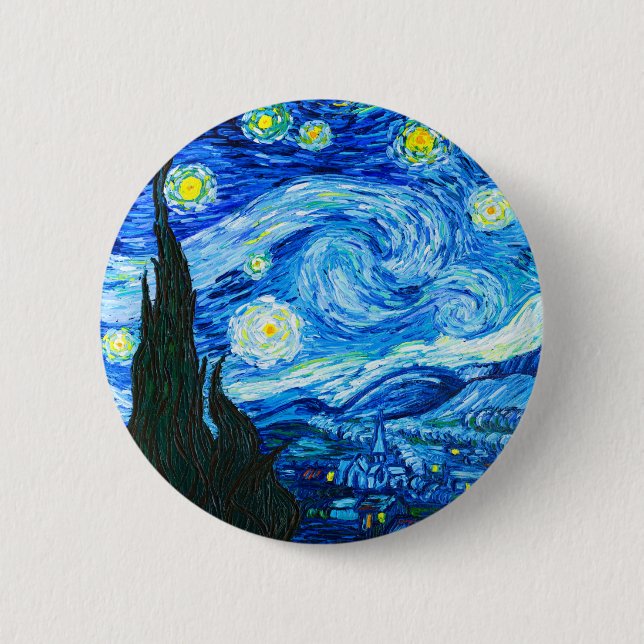 Van Gogh Starry Night 6 Cm Round Badge (Front)