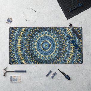 Van Gogh Starry Night Abstract Groovy Boho Mandala Desk Mat