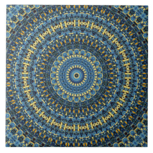 Van Gogh Starry Night Abstract Groovy Boho Mandala Tile