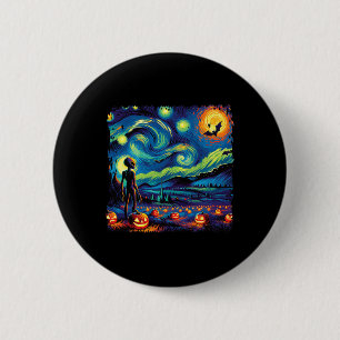 Van Gogh Starry Night Alien Man Halloween Fall Pum 6 Cm Round Badge