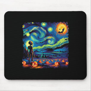 Van Gogh Starry Night Alien Man Halloween Fall Pum Mouse Mat