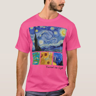 Van Gogh Starry Night, Almond Blossoms, Sunflowers T-Shirt