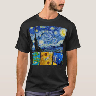 Van Gogh Starry Night, Almond Blossoms, Sunflowers T-Shirt