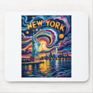Van Gogh Starry Night Art New York Liberty Skyline Mouse Mat