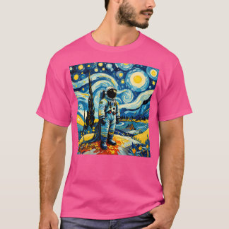 Van Gogh Starry Night Astronaut Space Lovers T-Shirt