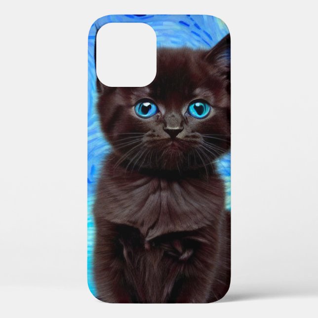 Van Gogh Starry Night Black Cat Case-Mate iPhone Case (Back)
