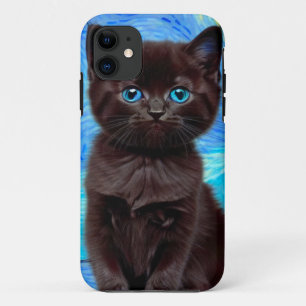 Van Gogh Starry Night Black Cat iPhone 11 Case