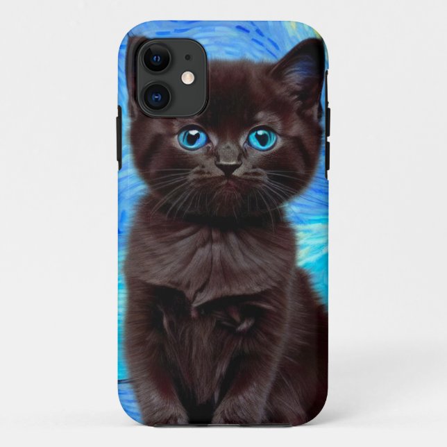 Van Gogh Starry Night Black Cat Case-Mate iPhone Case (Back)
