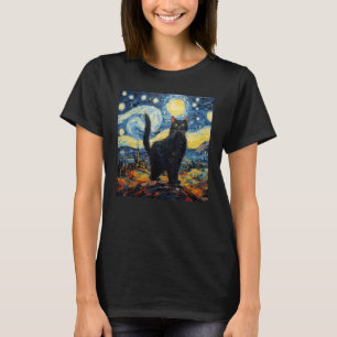 Van Gogh Starry Night Black Cat Gifts for Cats Lov T-Shirt