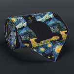 Van Gogh Starry Night Black Cat Tie<br><div class="desc">This boho bohemian Van Gogh Starry Night black cat neck tie is great for any cat or art lover! Moshiach Now!</div>
