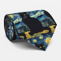 Van Gogh Starry Night Black Cat