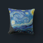 Van Gogh Starry Night. Blue impressionism sky art Cushion<br><div class="desc">Van Gogh "The Starry Night" throw pillow. Blue impressionism sky and stars art.</div>