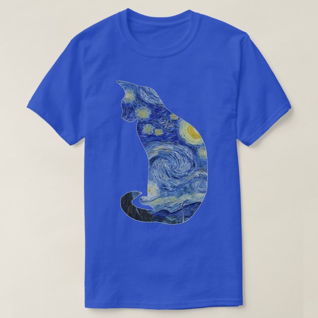 Van Gogh Starry Night Cat Art Van Gogh Painting Ae T-Shirt (Design Front)