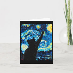 Van Gogh Starry Night Cat Lover Kitten  Card