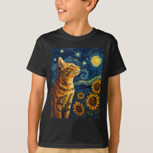 Van Gogh Starry Night Cat Shirt Van Gogh Cat Paint