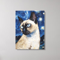 Van Gogh Starry Night  Cat Siamese Dream