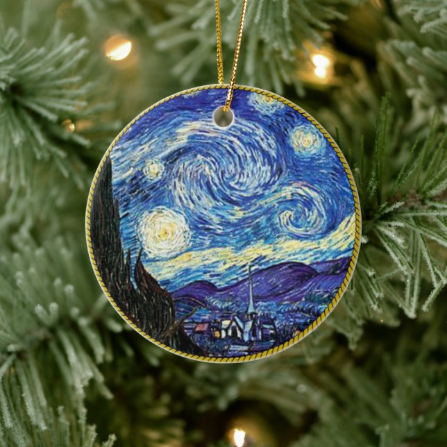 Van Gogh, Starry Night, Ceramic Tree Decoration (Tree)