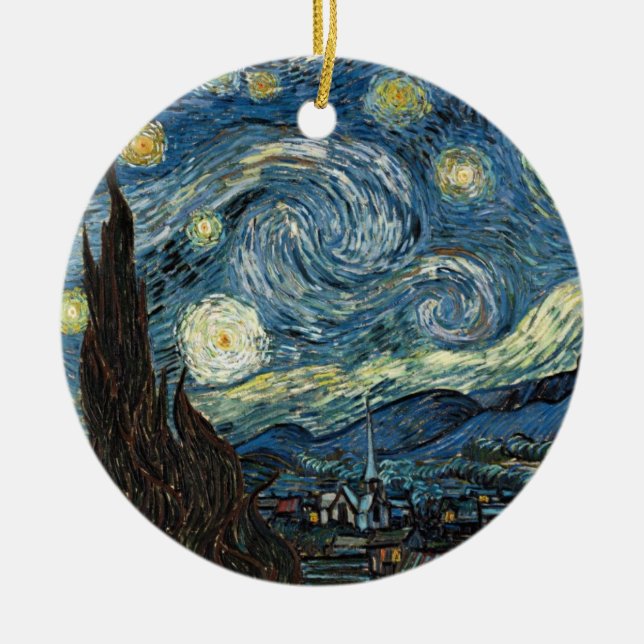 Van Gogh Starry Night Ceramic Tree Decoration (Front)