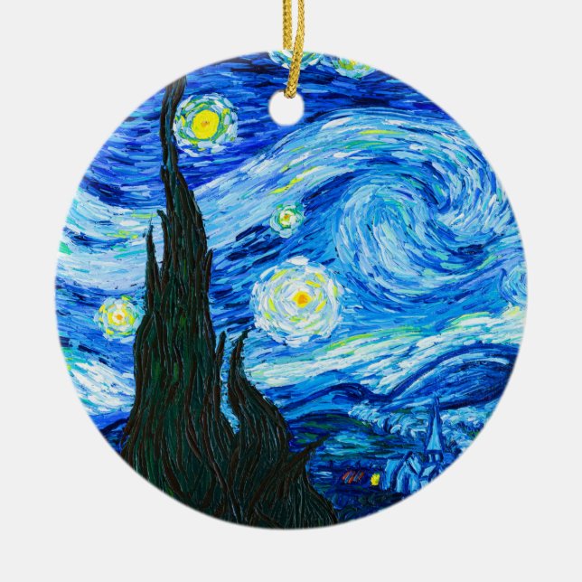 Van Gogh Starry Night Ceramic Tree Decoration (Front)