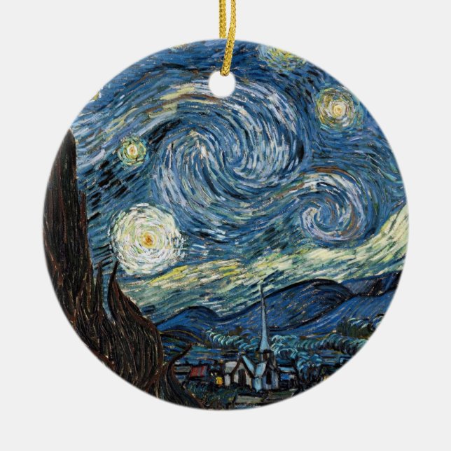 Van Gogh Starry Night Ceramic Tree Decoration (Front)